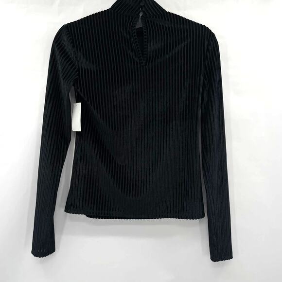 Chelsea Womens Black Velvet Corduroy Buttoned Mock Neck Top - Picture 6 of 9